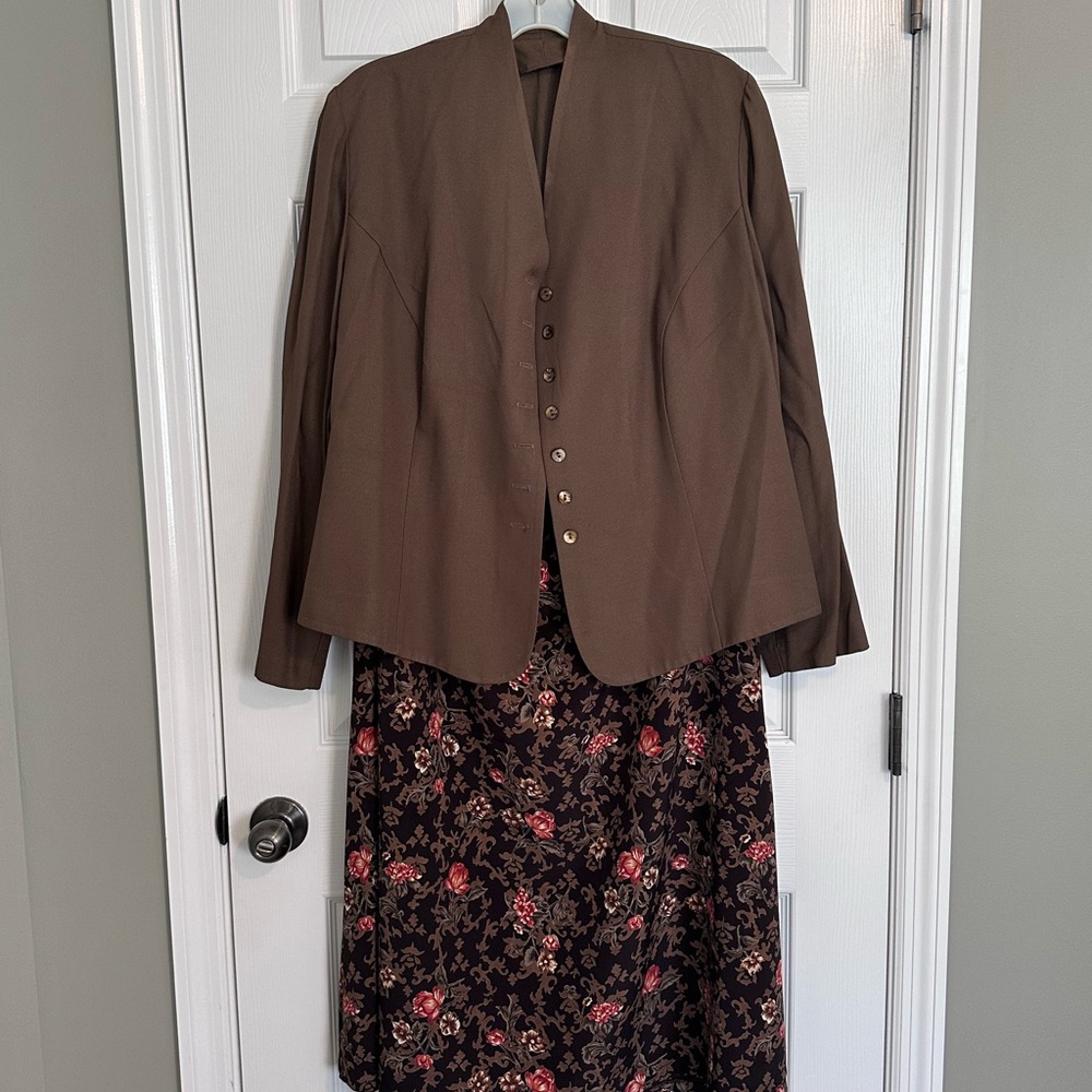 Women's Brown 2pc Maxi Skirt with Blazer